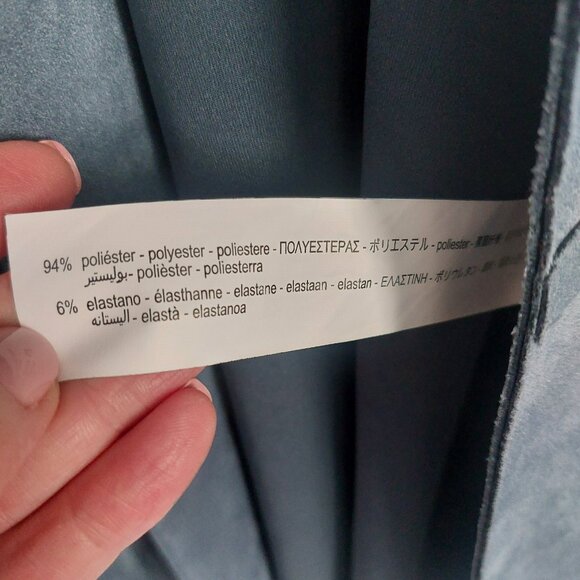 ZARA Faux Suede Blue Blazer XS Longline Open Front Trendy Dressy Jacket Modern - Picture 10 of 13